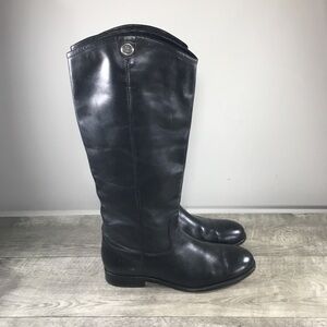 Frye 75447 Melissa Button 2 Black Tall Leather Riding Biker Womens Boots Size 9